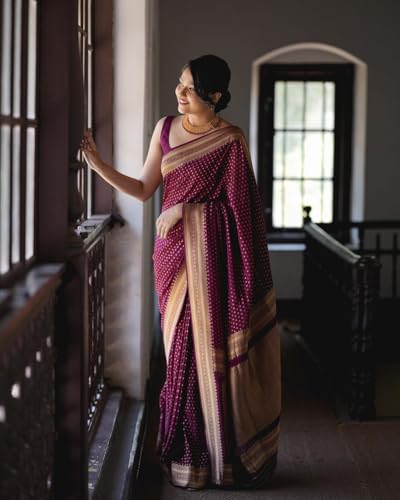 Image of Yashika Women Banarasi Kanjivaram Silk Saree Set with Blouse |saree for Women | Saree | New Sari