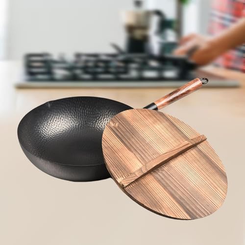 Wok chino Yajuyi con tapa y mango de madera miniatura 7