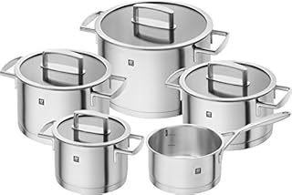 Zwilling 5-piece Pot-Set, with 4 Lids, Suitable for Induction, Stainless Steel, Vitality