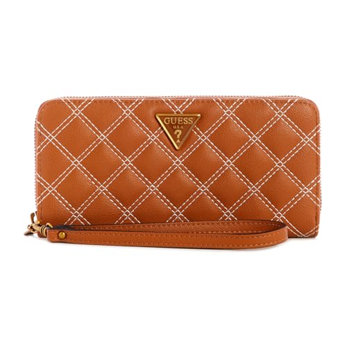 GUESS Cessily Große Geldbörse mit Reißverschluss, Cognac, Cognac