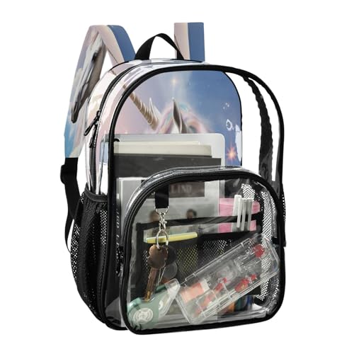 White Horse Clear Backpack - Stadium Approved Large 15.7-inch Waterproof Transparent Bag for Sports, Concerts, Work, Travel#1192
