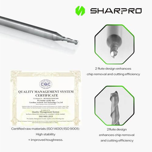 Image of 1 /16 End Mills 1 /8 Inch Shank, 2 Flute Carbide Square Endmill with AlCrN Coated, Upcut Spiral CNC Router Bits for Alloy Steel, Metal and Stainless Steel(5PCS)