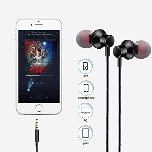 Image of Empsun Wired Earbuds Headphones with Microphone Stereo Bass Earphones Noise Isolation in-Ear Headset Compatible with All Smartphones Tablets iPod IPad MP3 Player That with 3.5 mm Interface(Black)
