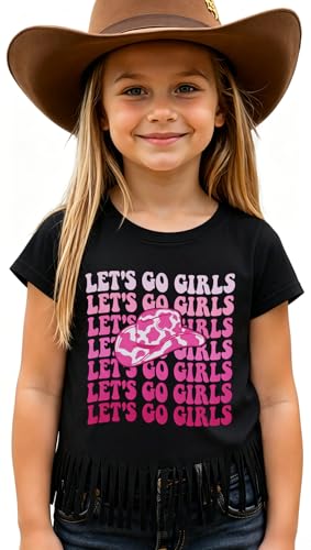 Image of Girls Western Shirt Toddler Tassels Cowgirl T-Shirt Im The Problem Country Concert Shirts Summer Short Sleeve Top