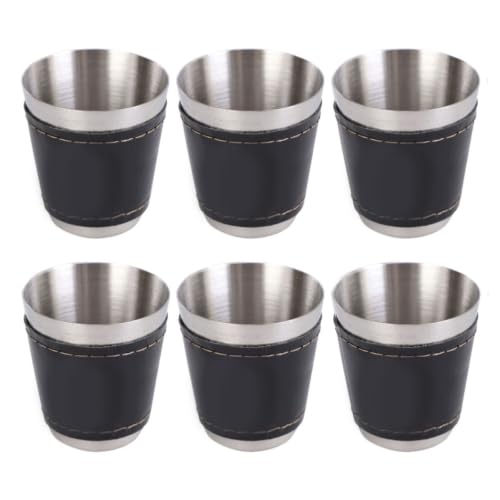 BUTIFULSIC Juego de 6 Vasos de Acero Inoxidable para Camping de 30ml, Portátiles y Resistentes al Desgaste, Ideales para Viajes y Actividades al Aire Libre