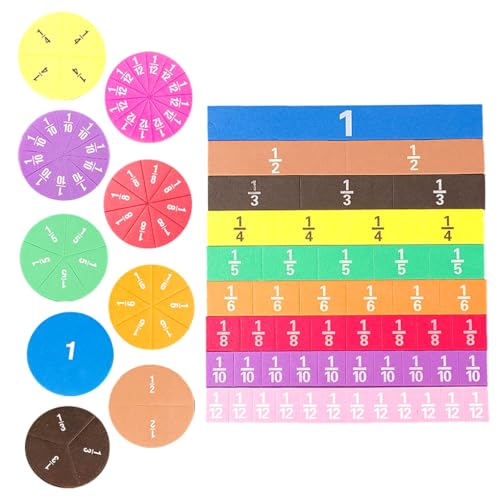 AMSLSIU Azulejo de fracción para niños, 102 Piezas, conteo de matemáticas, Ayuda Aprendizaje, Regalo cálculo, Escuela Primaria para el hogar