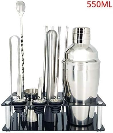 Shaker Cocktail Kit, 13 pièces Ensemble Premium Barware Ensemble Barre en Acier Inoxydable Cocktail Shaker Ensemble Barman Kit Shakers Bar Outils avec Support à vin