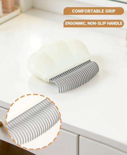 Image of 2-in-1 Pet Hair Removal Massaging Shell Comb, Soft Deshedding Brush for Cats & Dogs, Gentle Grooming Tool for Mats & Tangles (White)