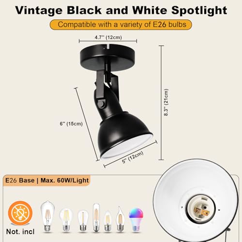 Image of HiBay 1-Light Track Lighting Black, Directional Ceiling Wall Spotlight | Industrial LED Track Spot Light Fixture Indoor for Kitchen Bedroom Bedside, E26 Base, Bulbs Not Included