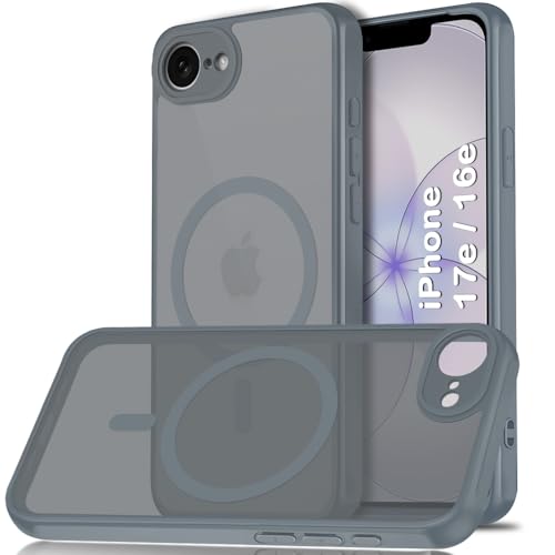 Image of TheGiftKart for iPhone 16e / iPhone 17e Case, Matte Frosted Hard Back Cover Compatible with MagSafe, Hybrid Shockproof Case with Camera & Screen Protection (PC & TPU, Translucent Grey)