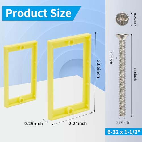 Image of Single Gang Receptacle Outlet Box Extenders 1 /4 inch,Yellow,Pack of 4 | Electric Outlet Extender Box With 8 screws; Box Extender 1 Gang for Electric Box and Electric Outlet Switches.