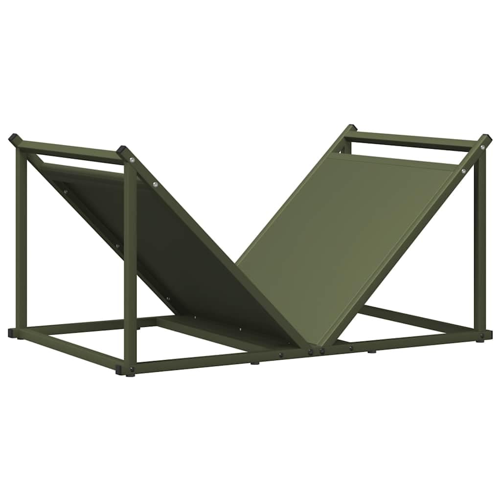Brennholzregal aus Kaltgewalztem Stahl Olivgrün 70x43x34,5 cm Kaminholzregal zur Holzlagerung