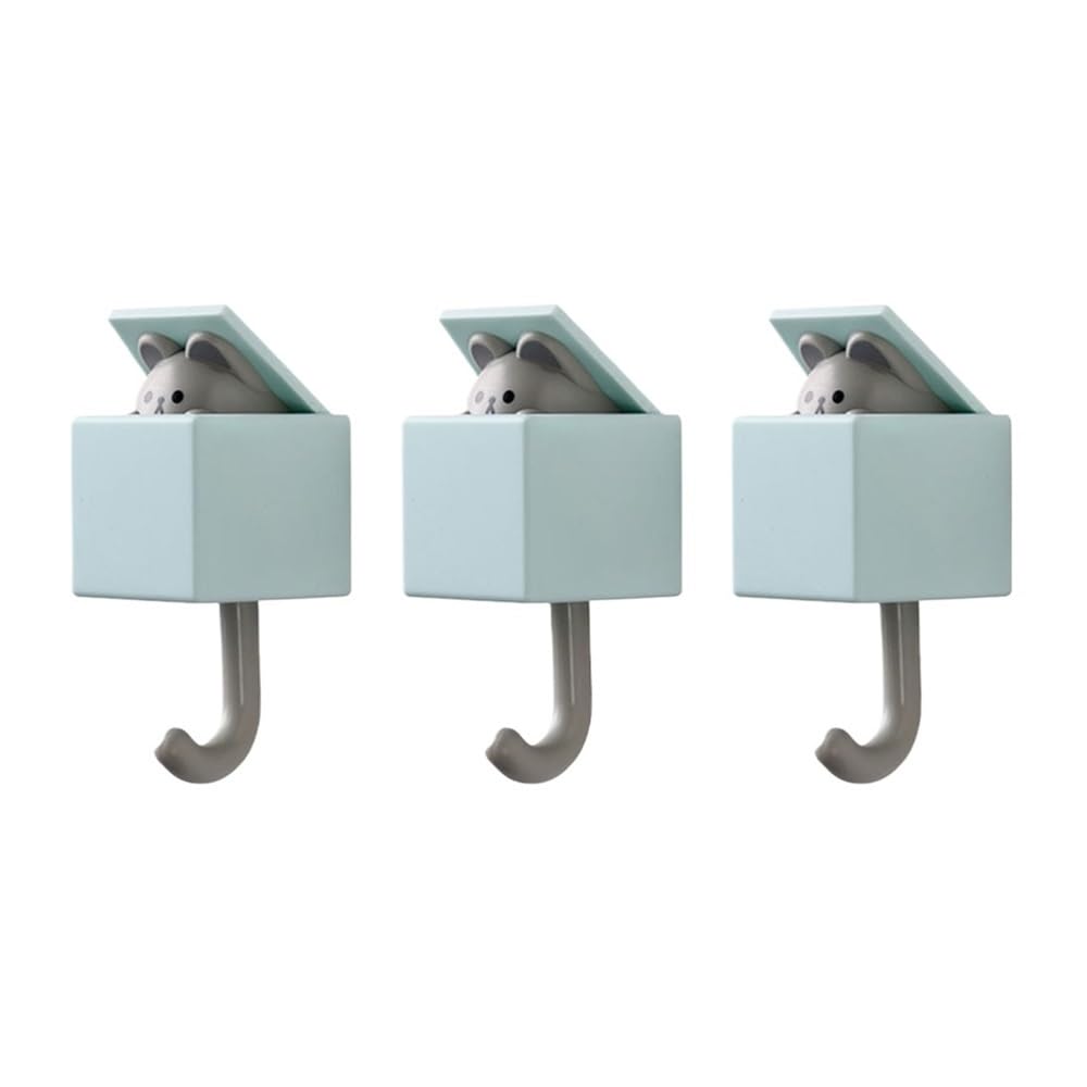 Dazhua Blue-5Pcs 5Pcs Cute Cartoon Cat Self-Adhesive Wall Hooks - No Drill Animal Shaped Hanger For Home, Key, Towel And Hat Organizer(Blue-5Pcs)