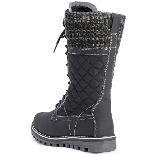 Polar Damen Schnee Dauerhaft Draussen Thermal Winter Warm Wasserdicht Mitte Wade Stiefel - Schwarz - UK6/EU39 - YC0376