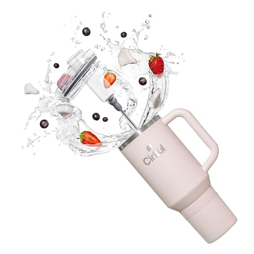 Image of Cirkul 40oz. Cherry Blossom Stainless Steel Tumbler with Handle, All-Day StrawSip, Double-Wall Insulated