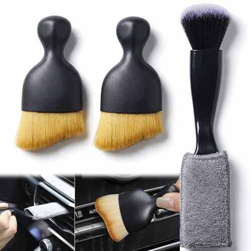 Image of 3 Pcs Exquisite Microfiber Duster Brushes, Car Detailing Brushes, Feather Duster, Efficient Dust Removal, Cleaning Tool Perfect for Computers, Keyboards, Car Interior, Photo Frames, Digital Devices