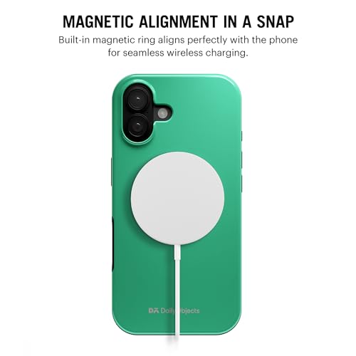 Image of DailyObjects Enamel Bumper MagSafe Case for iPhone 16 Plus Compatible with Mag-Safe Wireless Charging | Mint Hybrid Magnetic Back Cover