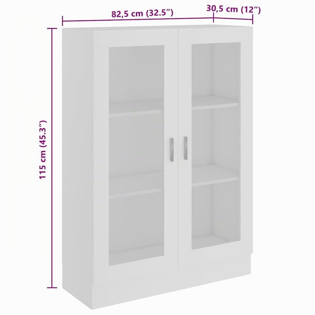 vidaXL Vitrina Armario de Libros Estantería Estante Soporte Almacenamiento Oficina Hogar Decoración de Madera Contrachapada Blanco 82,5x30,5x115 cm