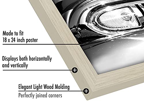 Americanflat 18x24 Poster Frame with Polished Plexiglass - Wide Picture Frames Made of Engineered Wood for Vertical or Horizontal Wall Display - Epic Collection - Light Wood