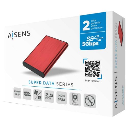 Caja Externa Para Disco Duro De 2.5' Aisens ASE-2525RED/ Usb 3.1 - 5