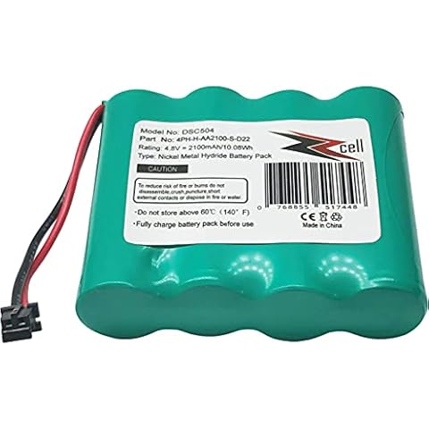 ZZcell® Battery Replacement for DSC WTK5504 Wireless keypad WS4920HE Wireless Repeater 4PH-H-AA2100-S-D22,17000153, WKA5504, DSC-BATT2148V Alarm System 4.8V 2100mAh Cover