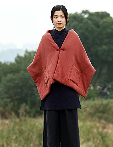 NFYM Women's Scarf Cape Coat Warm Quilted Front Pockets Warm Shawls Wraps Elegant Reversible Design2