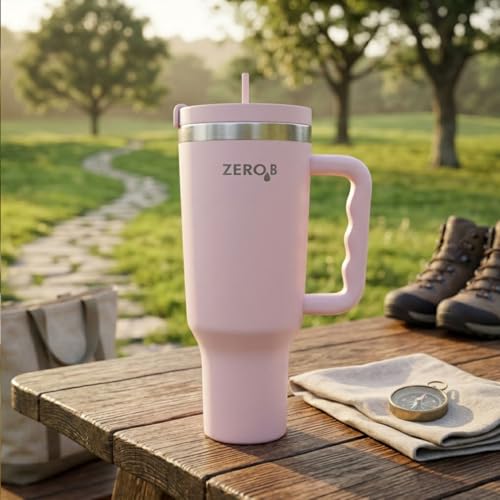 Image of ZeroB H2OHH Tumbler with Purifier | 1 Litre SS304 Tumbler | Removes 99.9% Bacteria & Viruses | Eco-Friendly | Travel, Gym, Office, College | 2 Extra Filter Pads, 2 Straws Included. (PINK)