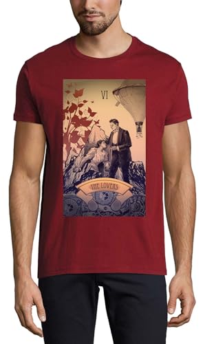 T-shirt homme bordeaux The Lovers Tarot Card coton col rond