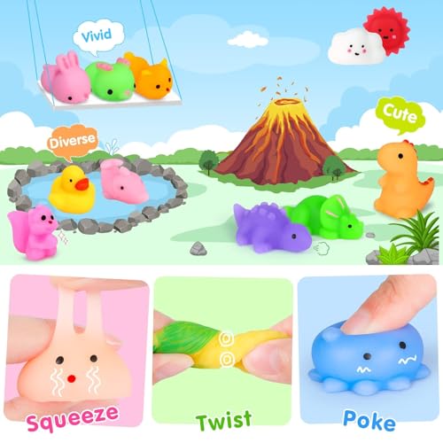 HINZER 130PCS Mochi Squishy Toys Party Favors Kids Kawaii Mini Squishies Animals Bulk Classroom Prizes Stress Relief Toy Christmas Stocking Stuffers Easter Egg Fillers Birthday Gifts Girls Boys Random - Thumbnail 4