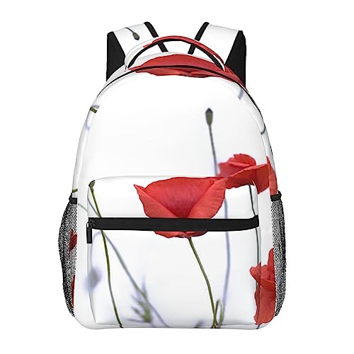 Sac à dos en toile imprimé bourgeons rouges pour ordinateur portable et randonnée décontractée