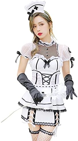 [Malymoon] ハロウィン コスプレ ナース 衣装 ゴシック ナースコスチューム6点セット【s7891】(ホワイト) 詳細画像1