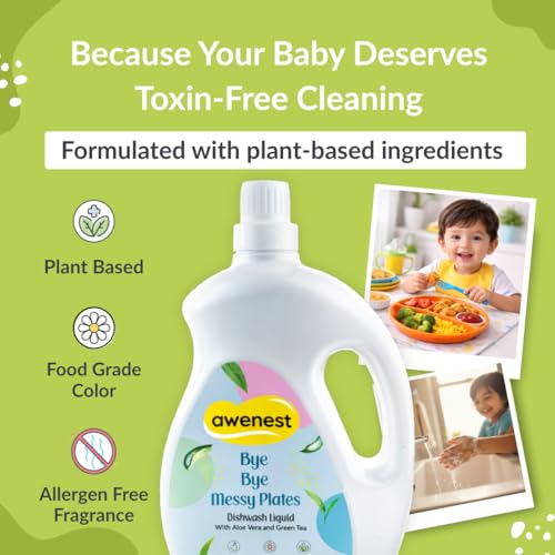 Image of awenest No-toxin Plant Based Organic Dishwash Concentrate - 2 Liter | Orange and Lemon | 0% Harmful Chemicals | Baby, Pet safe Natural Organic Gel