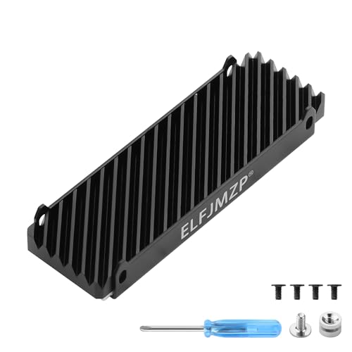 ELFJMZP Aluminiowy radiator M.2 do dysku SSD 2280 M.2, pasuje do instalacji komputera stacjonarnego, obsługuje dwustronne chłodzenie dysku twardego M2, z chłodzącą silikonową podkładką chłodzącą.