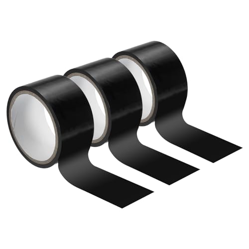 Image of PATIKIL Non Stick Static Tapes 2 in x 50 Ft, 3 Roll Duct Tape No Glue Electrostatic Adsorption Tape for Organizing Cables Securing Crafts, Black