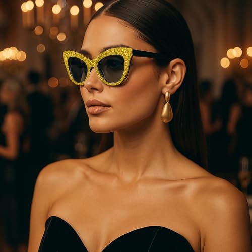 ICARA Cat Eye bling rhinestone Sun Glasses Retro Cateye Diamond Sunglasses for Women UV400 Protection3