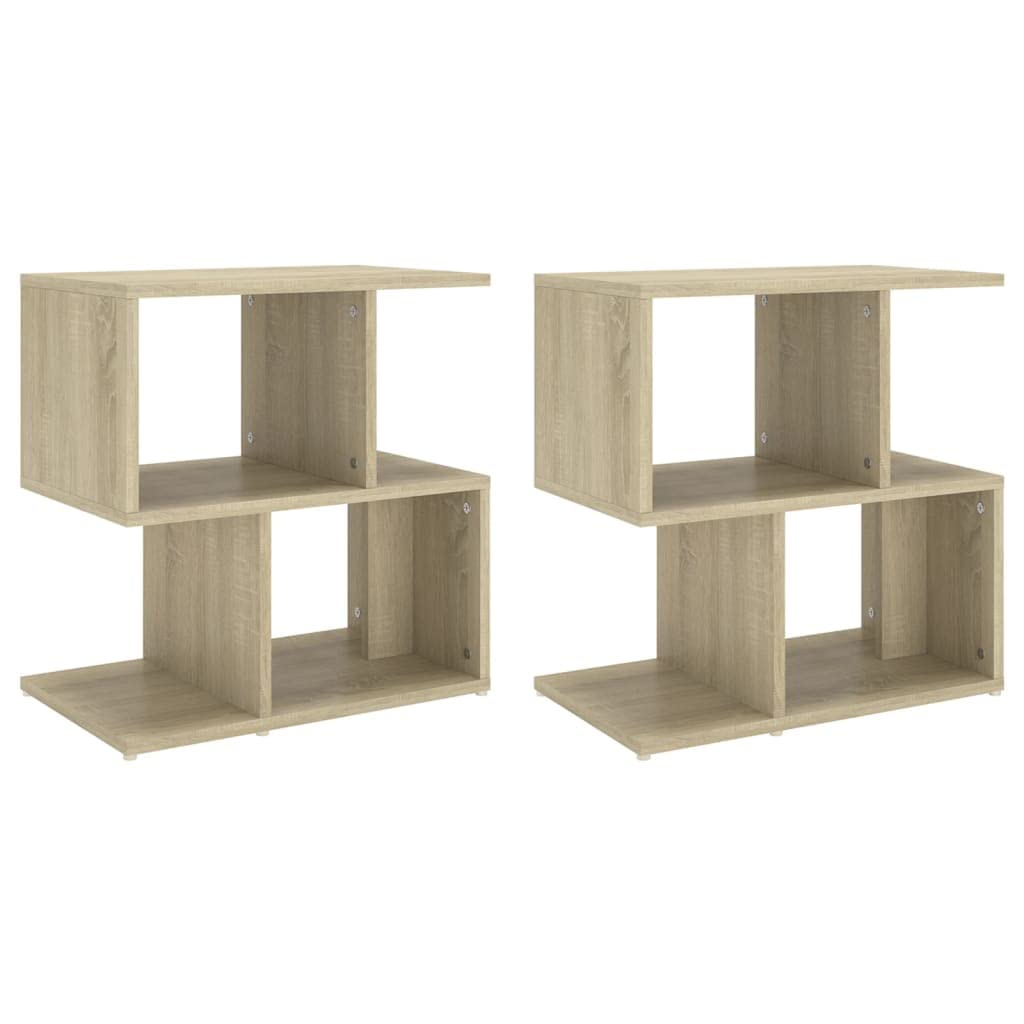 vidaXL 2x Bedside Cabinets Modern Home Bedroom Living Room Bed Cabinet Side Table Nightstand Bedside Table Telephone Stand Chipboard Sonoma Oak — image 1