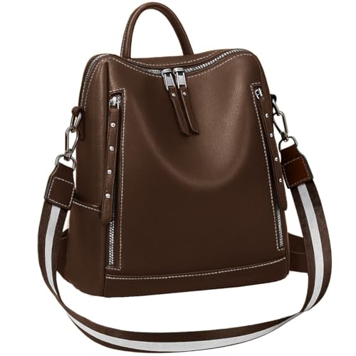 Mochila Bolsa Feminina 2 em 1 Reforçada Com Alça Transversal Moderna Casual Trabalho Passeio Dia a Dia (Café)