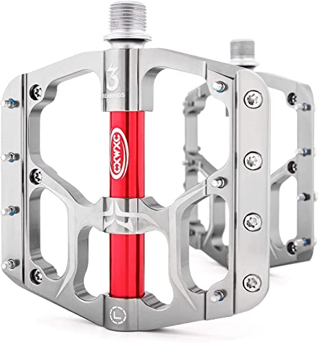 CXWXC Pédales vélo avec 3 roulements étanches en alliage d'aluminium 9/16 pouces Pédales de vélo Large plate-forme ultra légère antidérapante pour VTT ou vélo de route Cover