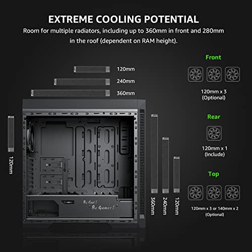 Image of Gaming Case Full Tower, with Tempered Glass Side Panel & ARGB LED Mirror, Supports 7x120mm Fans, GAMEMAX Abyss-TR