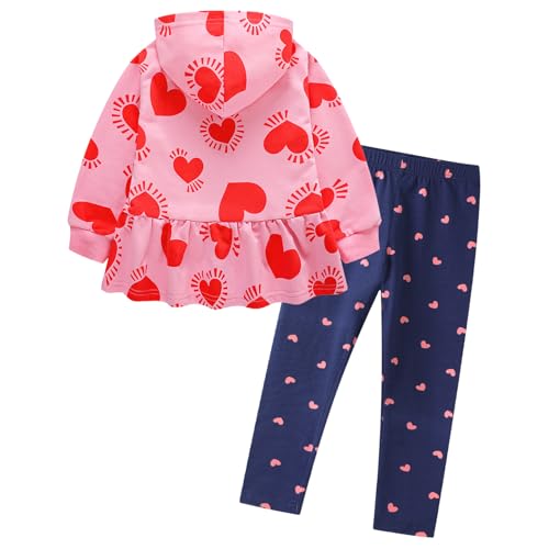 Image of HILEELANG Toddler Girl Fall Outfits Clothing Pants Set Sweatshirt Cotton Strench Leggings Playwear Sets 2pc