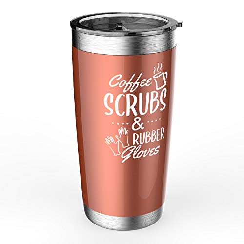 Funky Gifters Nurse Gifts - Coffee Scrubs & Rubber Gloves Nurse Gift Stainless