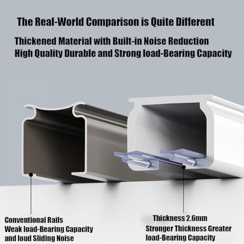 Premium Sliding Ceiling Mount Curtain Track - Silent Rollers & Hooks - Ideal for Living Room, Bedroom, Office, RV & Shower Curtains - Easy Install (White, 11.15 ft)