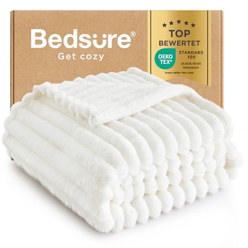 BEDSURE Kuscheldecke - Wolldecke & Fleecedecke, Sofadecke, Weiche Warme Grobe Korddecke für Zimmer Deko, Wohn- & Kuscheldecken, Tagesdecke,...