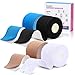 Benda Adesiva Elastica |5m x 5cm Nastro Kinesiologico Pretagliato Bianco Nero Rosa Blu| Sport Tape Impermeabile| Muscolare Cerotto per Dolori Muscolari Ginocchio|Gomito|Schiena|Spalla|Kit 4 Rotoli
