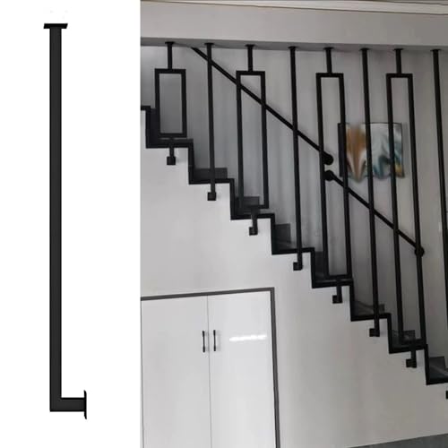 階段手すり子 階段用カスタマイズ可能な鉄製手すり子、 水平・傾斜階段対応汎用金属、 屋根裏/オフィス/物置/ショッピングセンター向け(Black (B),100cm/39.4in)