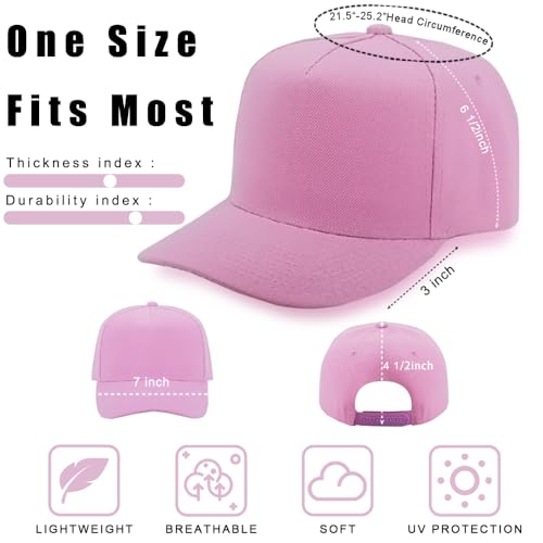 Image of 12 Pack Seamless Baseball Caps Wholesale Bulk - No Center Seam, DIY Friendly, Adjustable Breathable Lightweight for Men Women