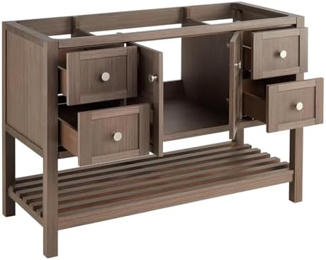 Signature Hardware 450445-NOTOP Olsen 48" Freestanding Single Basin Vanity Cabinet - Cabinet Only - Less Vanity Top - Ash Brown