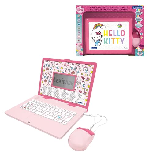 Lexibook, Hello Kitty, Ordinateur Portable éducatif bilingue Anglais/Français, 164 activités de Langue, écriture, mathématiques, logique, Musique et Jeux,...