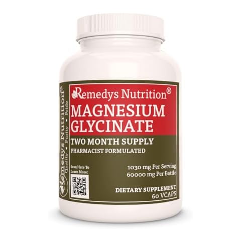 Remedy's nutrition Magnesium Glycinate with Alfalfa Leaf, Watercress & Nettle Leaf | 1,000 mg, 60 Vegan Capsules Dietary Supplement | Two Month Supply | Non-GMO, Gluten Free, No Fillers or Additives Cover