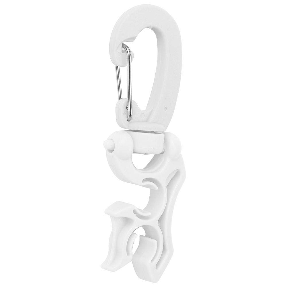Keenso White Dive Hose Holder, Scuba Diving Regulator Hose Clip, Plastic Bcd Hose Organizer, Quick Release Buckle, Fixed Hook, For Water Lung Diving, Snorkeling, Freediving, Underwater Photography (White)